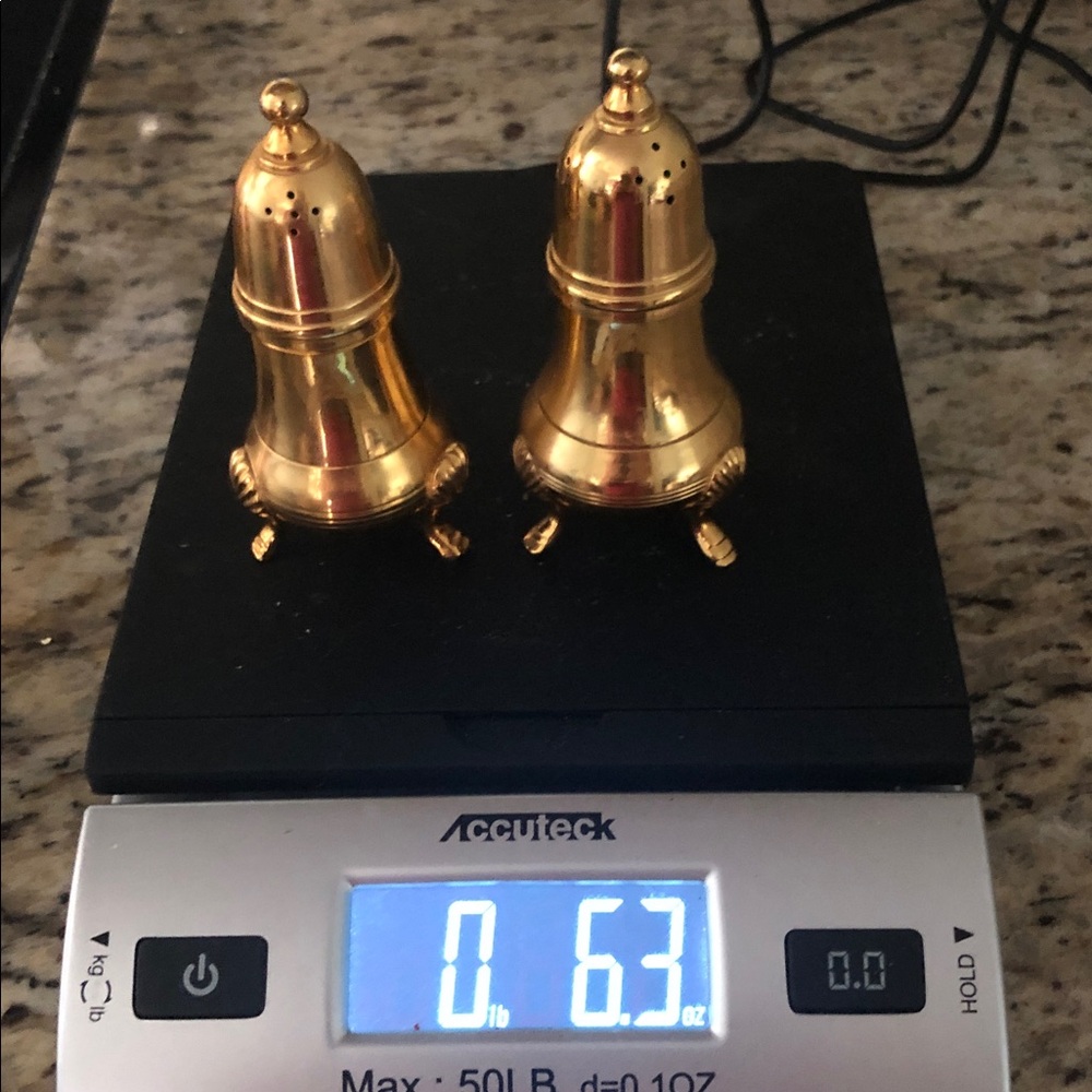 VINTAGE SALT & PEPPER SET 24k GOLD ELECTROPLATED - Picture 6 of 8